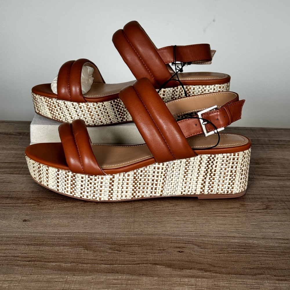 Violet & Red Casey Brown Leather Platform Sandals 8M NWOT